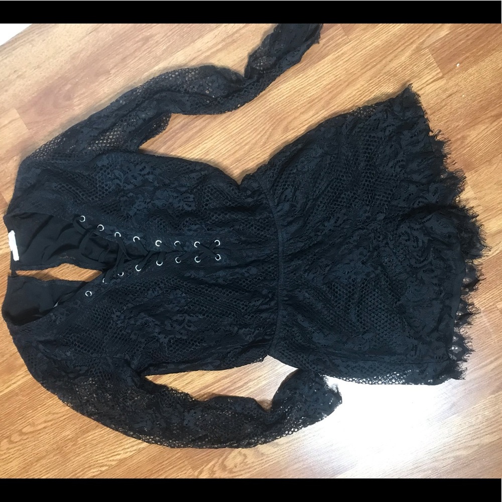 Cotton Candy black lace romper